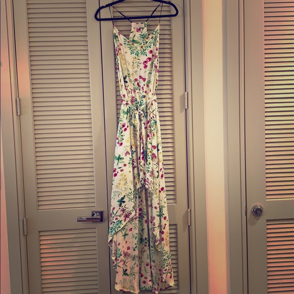 Floral dress with asymmetrical hemline